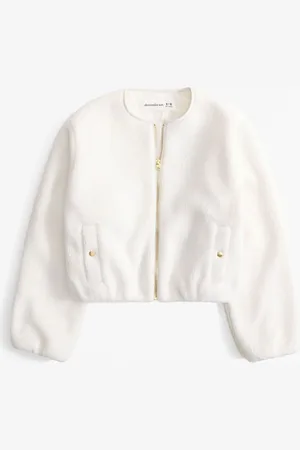Abercrombie & Fitch Sherpa Fleece Teddystof Collarless Shacket9 - 10 år (134 - 140cm)
