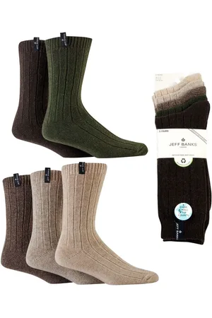 Jeff Banks Chunky Knit Rib Boot Sokker 5 PakkeEn