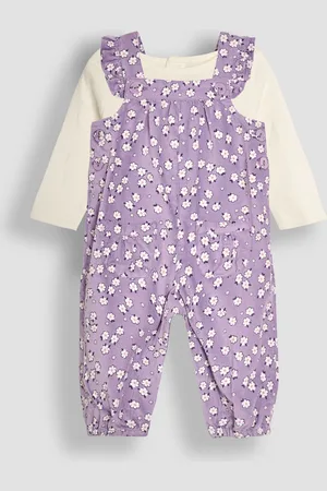 JoJo Maman Bébé Daisy Floral Cord Dungarees And Top Set6 - 12 måneder (68 - 80cm)