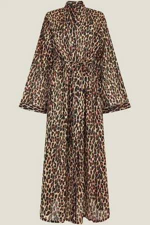 Accessorize Leopard Print 100% Cotton Dressing GownS