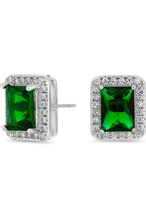 Jon Richard Emerald Cubic Zirconia Stud Gift Boxed EarringsEn