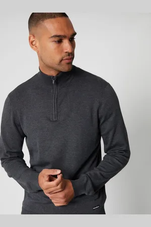 Threadbare Funnel Quarter Zip Knitted JumperXL