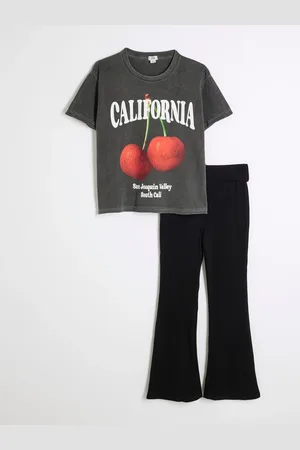River Island Girls Cherry 100% Cotton T-Shirt And Kickflare Set5 - 6 år (110 - 116cm)