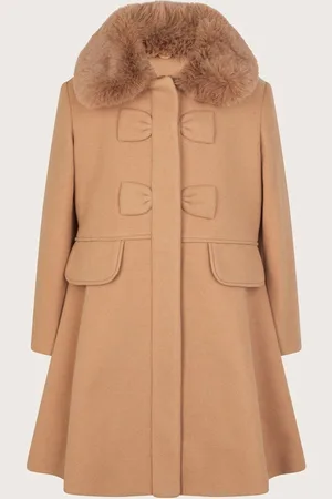 Monsoon Faux Fur Collar Bow Swing Coat12 - 13 år (152 - 158cm)
