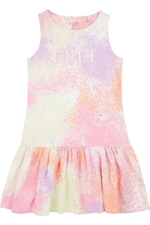 Elle Junior Girls Pink 100% Cotton Sleeveless Ruffled Hem Dress14 - 15 år (164 - 170cm)