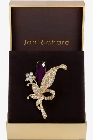 Jon Richard Tone Gift Boxed Amethyst Floral Broochen