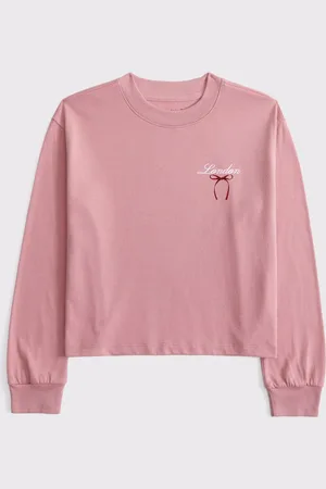 Abercrombie & Fitch Pink Ballet Back Graphic Long Sleeve T-Shirt17 - 18 år