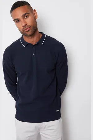 Threadbare Textured Knitted Langærmet Polo TrøjeL