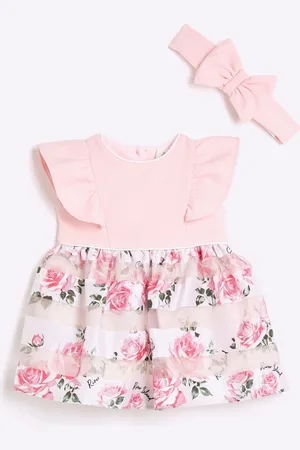 River Island Baby Girls Occasion Rose 100% Cotton Dress6874cm