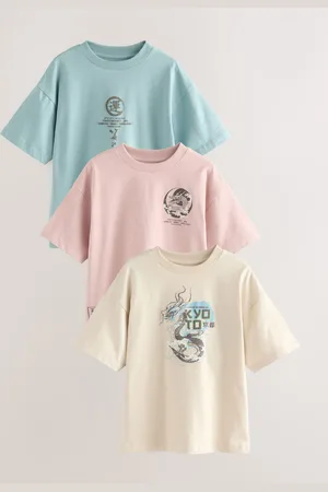 Next Relaxed Fit Graphic Tryk Kortærmet 100% Bomuld T-shirt 3 Pakke (3-16år)110116cm