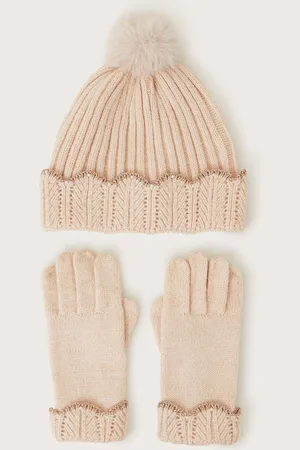 Monsoon Faux Fur Pom-Pom Hat And Gloves Set10 - 13 år (140 - 158cm)