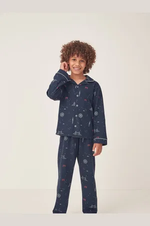 The White Company Relaxed Fit Blå Organic Cotton London Knapper Pyjamas10 - 18 måneder (76 - 86cm)