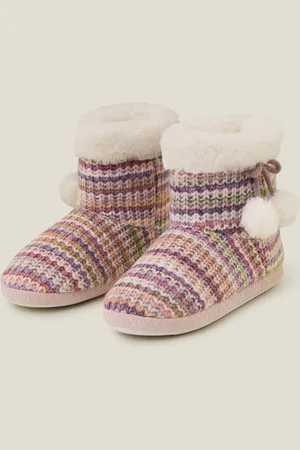 Accessorize Stribet Knit Slipper StøvlerS