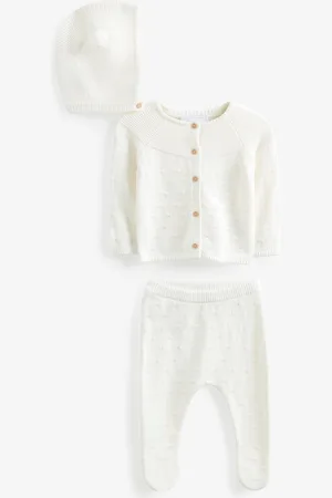 The White Company Organisk bomuld strikket Hvid gavesæt0-3 mdr