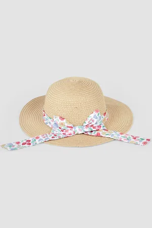 JoJo Maman Bébé Floral Straw Hat6 - 12 måneder (68 - 80cm)