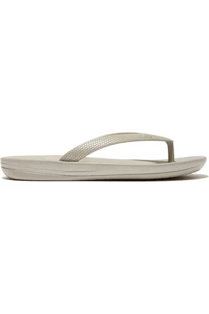 FitFlop Kids Junior White iQushion Shimmer Ergonomic Flip Flops