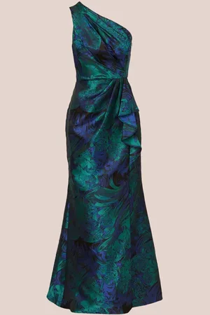 Adrianna Papell One Shoulder Jacquard Kjoler42
