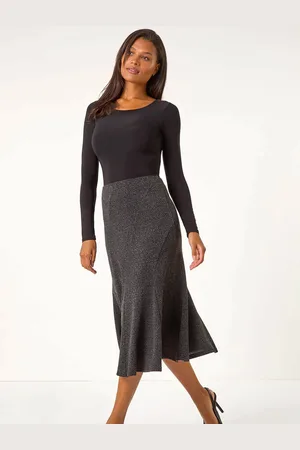 Roman Flared Textured Midi Stræk Nederdele48