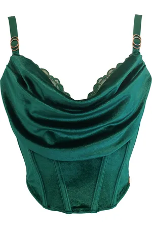 Pour Moi Indien Velvet Luxe Metallisk Lace Draperet hals Bustier Bralette70FF