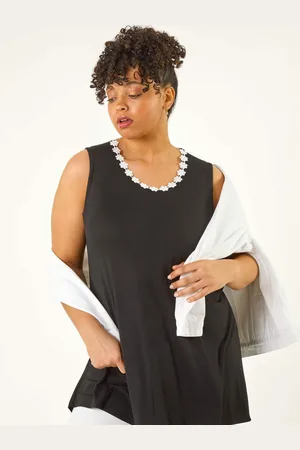Roman Curve Daisy Trim Vest Top48
