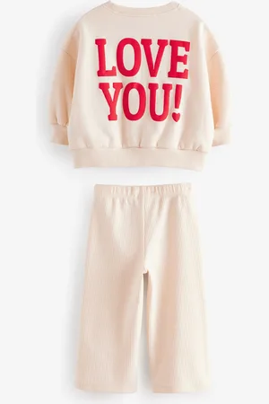 Next Heart Sweatshirt and Wide Leg Trousers Set (3mths-7yrs)3 - 4 år (98 - 104cm)