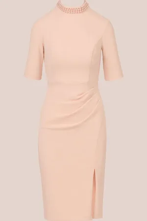 Adrianna Papell Pink Embellished Crepe Short Dress44
