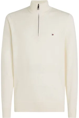 Tommy Hilfiger Quarter Zip Bomuld Blend Trøje Med CashmereL