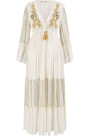 Yumi Metallic Embellished Maxi Dress With Long Sleeves38