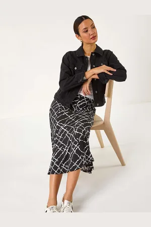Roman Abstract Checked Print Skirt48