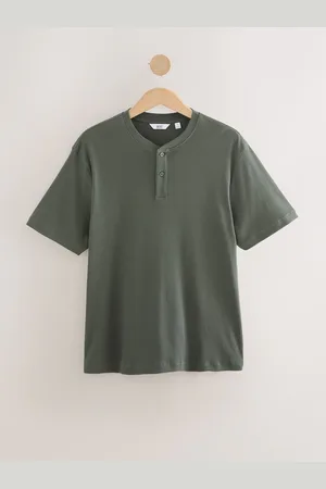 Next Ribbet tekstureret bedstefar-hals T-shirtlarge