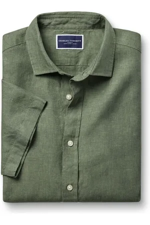 Charles Tyrwhitt Classic Fit Plain Kortærmet Pure 100% Hør SkjorterM