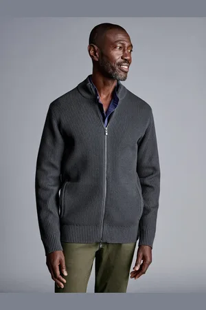 Charles Tyrwhitt Chunky Rib Zip Højhalset CardiganXXL