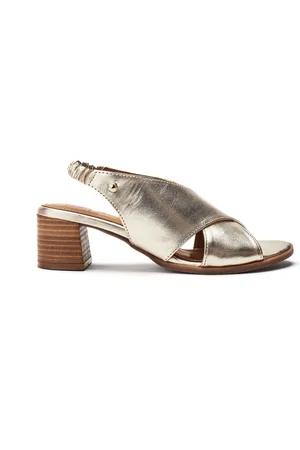 Moda In Pelle Metallic Prinia Cross-Over Leather Low Block Elastic Sandalseu42