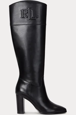 Ralph Lauren Page II Leather Logo Heeled Tall Boots