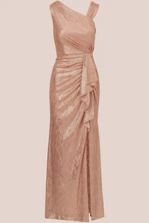 Adrianna Papell Pink Metallic Foil Long Dress44
