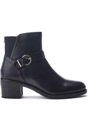 Moda In Pelle Leighton Leather Block Heel Ankle Boots With Strap Detail