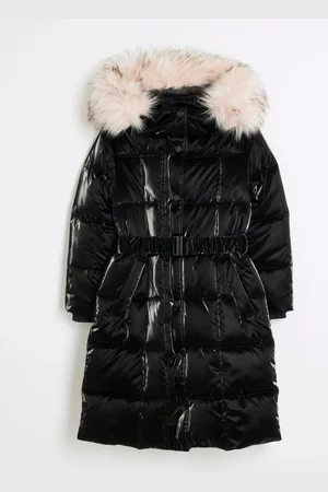 River Island Girls Hooded Faux Fur Puffer Coat7 - 8 år (122 - 128cm)
