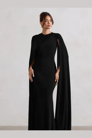 Club L Magdelena Asymmetric Cape Maxi Dress42