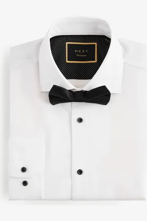 Next Slim Fit Double Cuff 100% Cotton Shirt And Bow Tie Pack43cm R (UK 17 R)