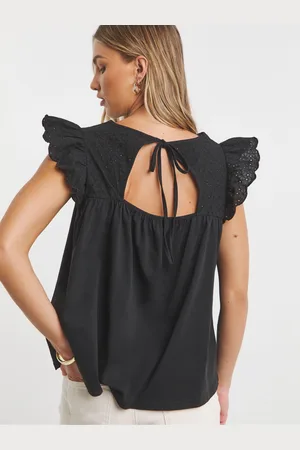 Simply Be Broderie Frill Sleeve 100% Cotton Top With Tie Detail40