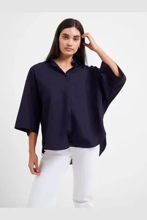 French Connection Rhodes Sust Poplin Kortærmet Popover 100% Cotton BluserXS