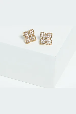Jon Richard Pave Clover Stud Earringsen