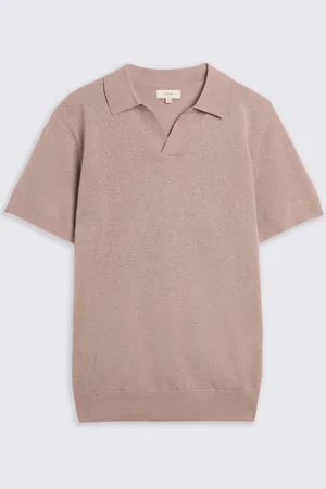 Moss Linen Blend Oatmeal Skipper Polo ShirtSmall