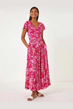 Roman Floral Ruched Waist Maxi Dress46