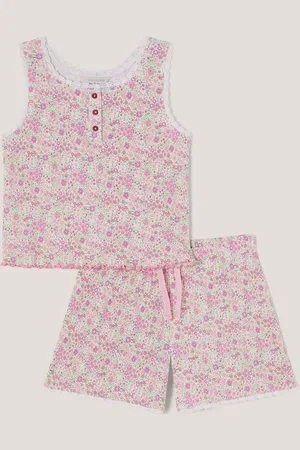 Monsoon Floral Jersey Short Pyjamas Set134140cm