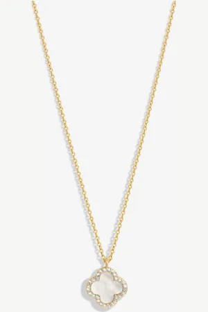 Jon Richard Tone Mother of Pearl Clover Pendant Necklaceen