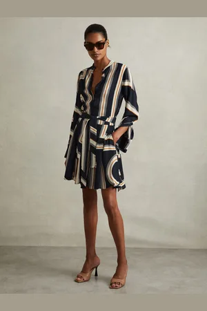 Reiss Ciara Geometric Print Belted Mini Dress38