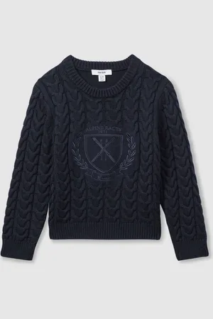 Reiss Victor Logo-Embroidered Cabled Jumper with Cotton and Wool11 - 12 år (146 - 152cm)