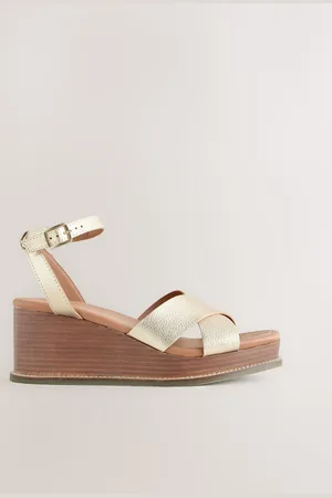 Next Forever Comfort Leather Square Toe Cross-Over Detail Wedgeseu41