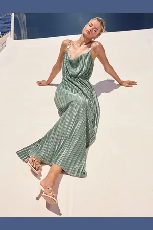 Lipsy London Shell Trim Strappy Plisse Cowl Neck Maxi Dress46